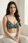 Zivame Padded Non Wired Medium Coverage Tshirt Bra - Forest Green Floral — thumbnail 2